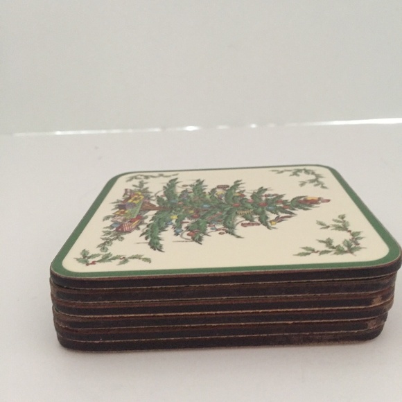 Pimpernel Spode Christmas Tree Holiday Coasters Acrylic Cork Square Box of 6 - Picture 7 of 11